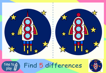 children's educational game. a game of logic. coloring book. find the difference. rocket. planet. space