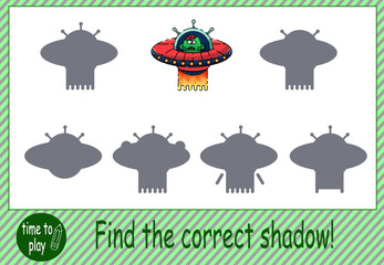 tasks for the development of children. logical tasks. find the right shadow from the robot. funny robots, rockets, planets, ufos, aliens