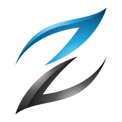 Blue and Black Glossy Fire Shaped Letter Z Icon