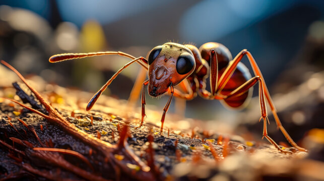Ant with ReddishBrown Body and 90Degree Antennae AI Generative