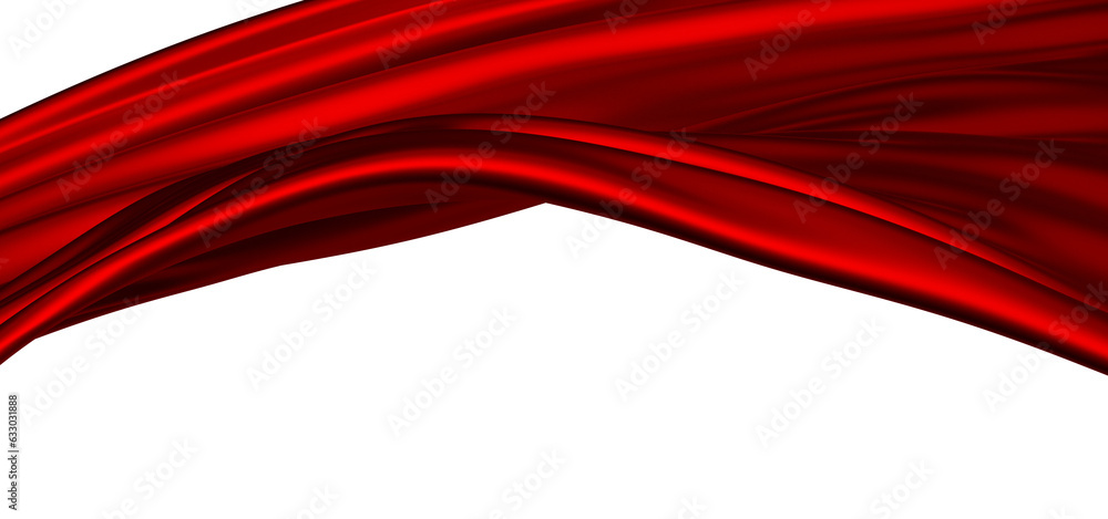 Poster 3d render of abstract red cloth falling.