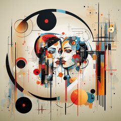 Abstract portrait of two young girls