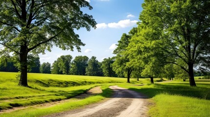 Mountain road. Landscape with rocks, sunny sky with clouds and beautiful asphalt road in the evening in summer. Highway in mountains, Generative AI illustration