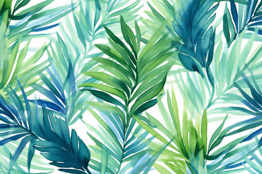 leaf pattern summer jungle seamless trendy tropical design paper palm background. Generative AI.