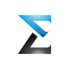 Blue and Black Sharp Glossy Elegant Letter E Icon