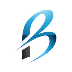 Blue and Black Slim Glossy Letter B Icon with Pointed Tips