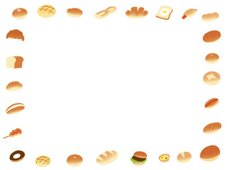 いろいろなパンのイラストのフレーム
