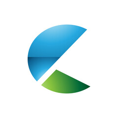 Fototapeta premium Blue and Green Glossy Letter C Icon with Half Circles