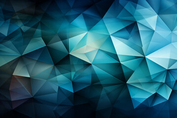 Obraz premium Abstract triangles in harmonious hues deep blue, green, white, and vivid cyan Generative AI