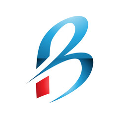 Blue and Red Slim Glossy Letter B Icon with Pointed Tips