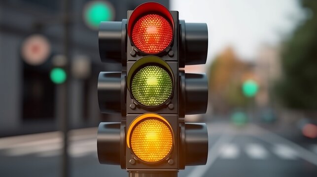Illustration of a traffic light on the street