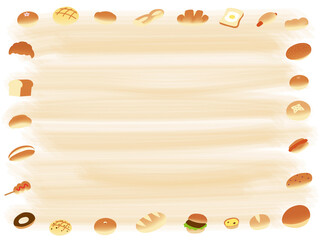 いろいろなパンのイラストのフレーム
