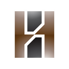Brown and Black Glossy Letter H Icon with Vertical Rectangles