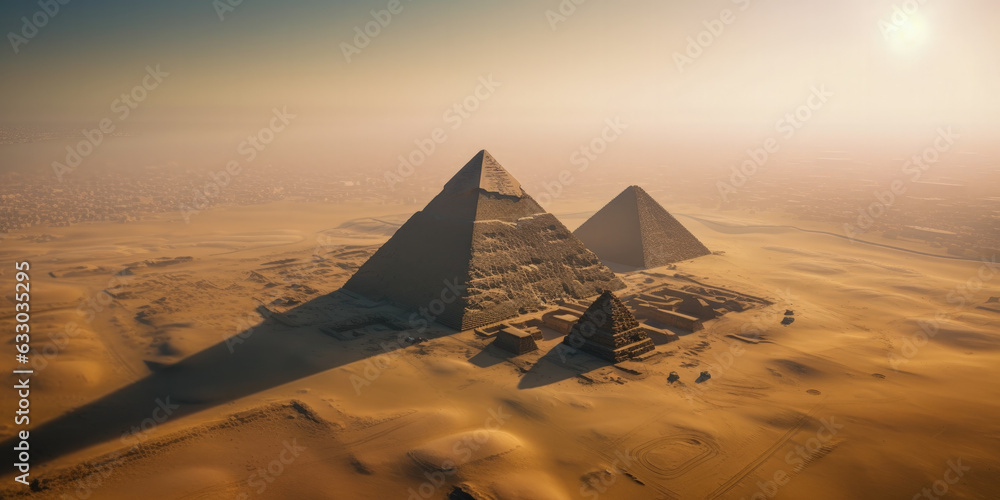 Aufkleber aerial view of pyramids - generative ai