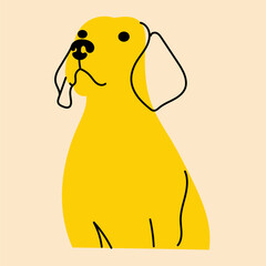 Yellow, fancy dog, puppy. Avatar, badge, poster, logo templates, print. Vector illustration in flat cartoon style