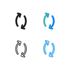 set of synchronize icons with four style graphic suitable for any purpose
