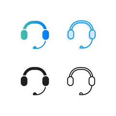 set of support icons with four style graphic