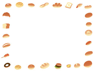 いろいろなパンのイラストのフレーム
