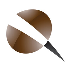 Brown and Black Glossy Screw Shaped Letter Q Icon