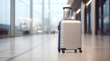 Une valise dans un a&eacute;roport avant le voyage en avion