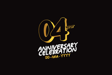 4th, 4 years, 4 year anniversary gold color on black background abstract style logotype. anniversary with gold color isolated on black background, vector design for celebration vector