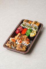 sushi is a Japanese dish of prepared vinegared rice, usually with some sugar and salt, accompanied by a variety of ingredients such as seafood, often raw and vegetables.