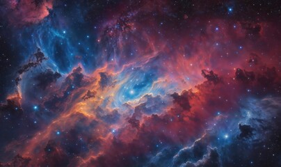 Fototapeta na wymiar Starry night graced by a colorful nebula—a cosmic spectacle