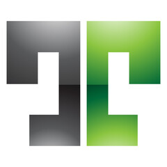 Green and Black Glossy Bold Split Shaped Letter T Icon