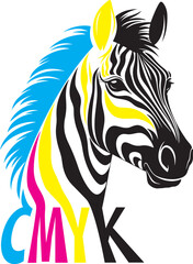 zebra head vector silhouette as CMYK concept - 633036878