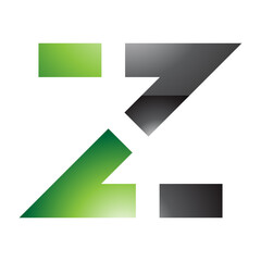 Green and Black Glossy Dotted Line Shaped Letter Z Icon
