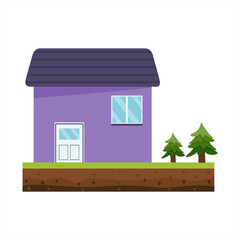 Vector illustration of a modern purple house with a clean page