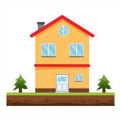 Vector illustration of a modern house with a clean yard
