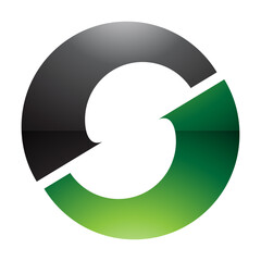 Green and Black Glossy Letter O Icon with an S Shape in the Middle