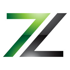 Green and Black Glossy Number 7 Shaped Letter Z Icon