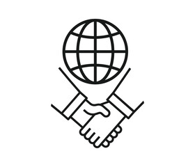 International trade agreement. Trade and world icons.
