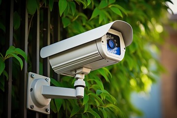 A security system equipped with CCTV cameras is functioning at a residential property.
