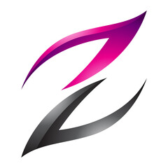 Magenta and Black Glossy Fire Shaped Letter Z Icon