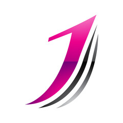 Magenta and Black Glossy Layered Letter J Icon