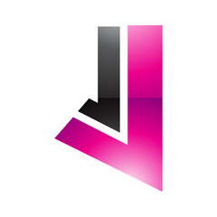 Magenta and Black Glossy Letter J Icon with Straight Lines