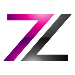 Magenta and Black Glossy Number 7 Shaped Letter Z Icon