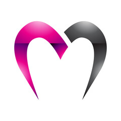 Magenta and Black Glossy Parachute Shaped Letter M Icon