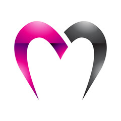 Magenta and Black Glossy Parachute Shaped Letter M Icon