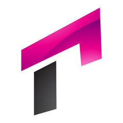 Magenta and Black Glossy Rectangular Letter R Icon