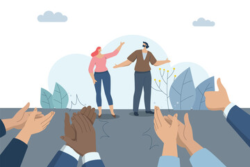 Congratulations from colleagues with clapping, Appreciation and applause for the great work, Successful business deal, Promoted or Best Employee, Vector design illustration.