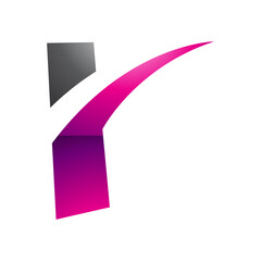 Magenta and Black Glossy Spiky Shaped Letter R Icon