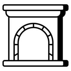 A linear design icon of fireplace