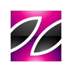 Magenta and Black Glossy Square Shaped Letter Z Icon