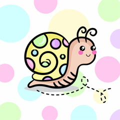 Cute colorful snail hand drawing