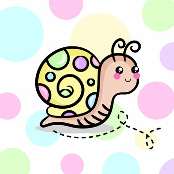 Cute colorful snail hand drawing
