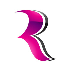 Magenta and Black Glossy Wavy Shaped Letter R Icon